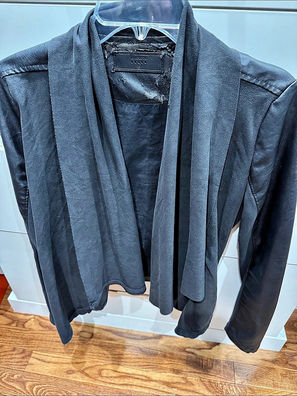 BLANKNYC Drape Front Faux Suede Jacket Black
